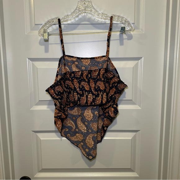 SheIn Curve Navy/Orange Paisley Handkerchief Bandana Cami Tank size 2XL - Picture 7 of 8